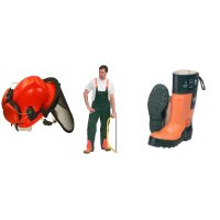 Schnittschutz Set 3 teilig Forsthelm Stiefel Hose